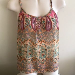 Honey Punch pink paisley sheer tank top small